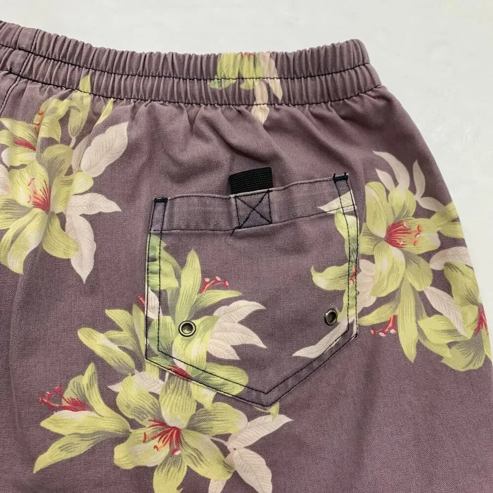 Vintage Polo Sport Mens XXL Purple Floral Swim Trunks Lined 2X Bottoms Shorts